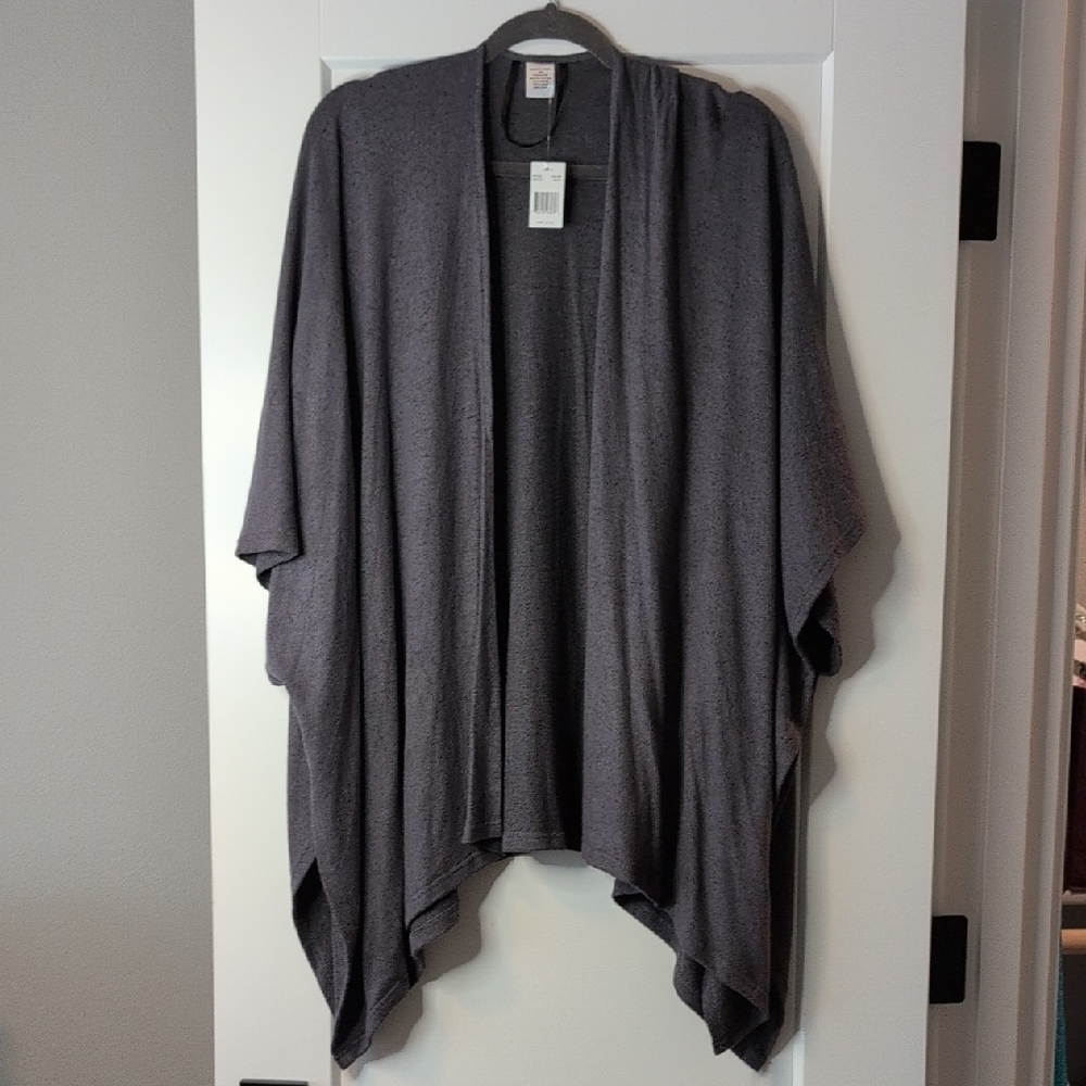 Gray Open Front Cardigan